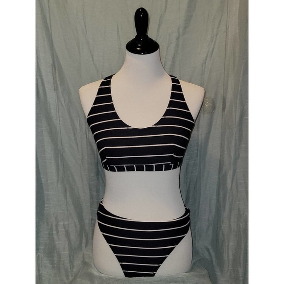 Other - NWOT Strappy black and white Bikini size large